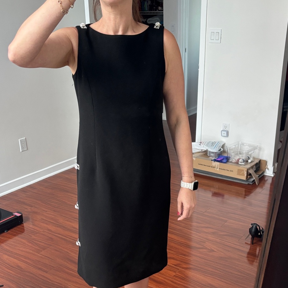 Rickie Freeman for Teri Jon Black Dress with Silver crystal Accents
